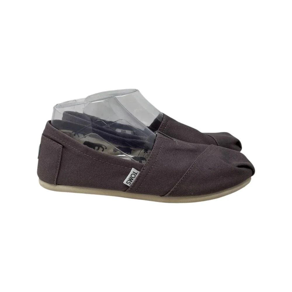 TOMS Shoes Alpargata Flat Women Size 9 Grey Solid Canvas Slip On Comfort Loafer